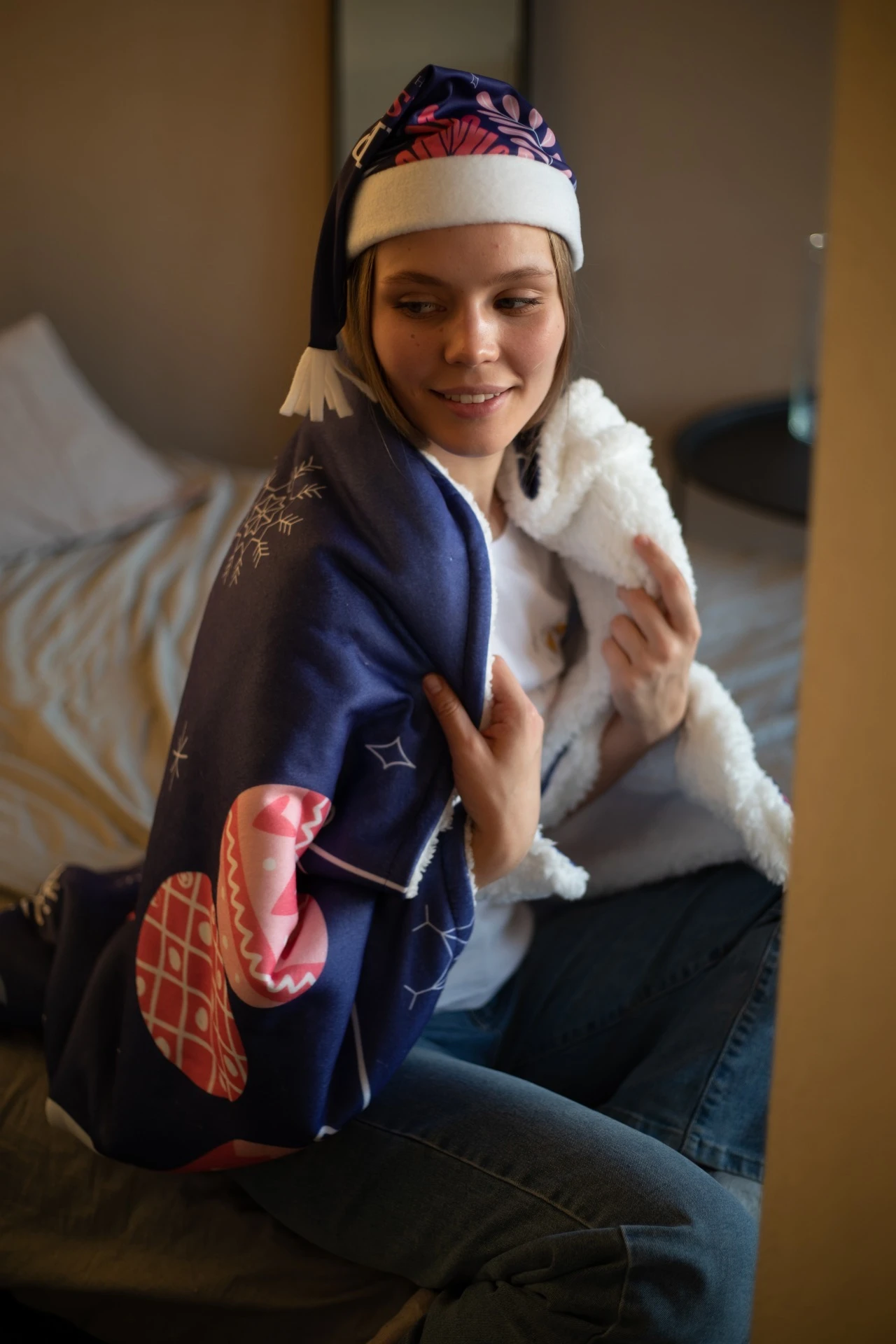 Плед Слипи флисовый 120х140 см (двухслойный), с принтом "Happy Christmas"#5