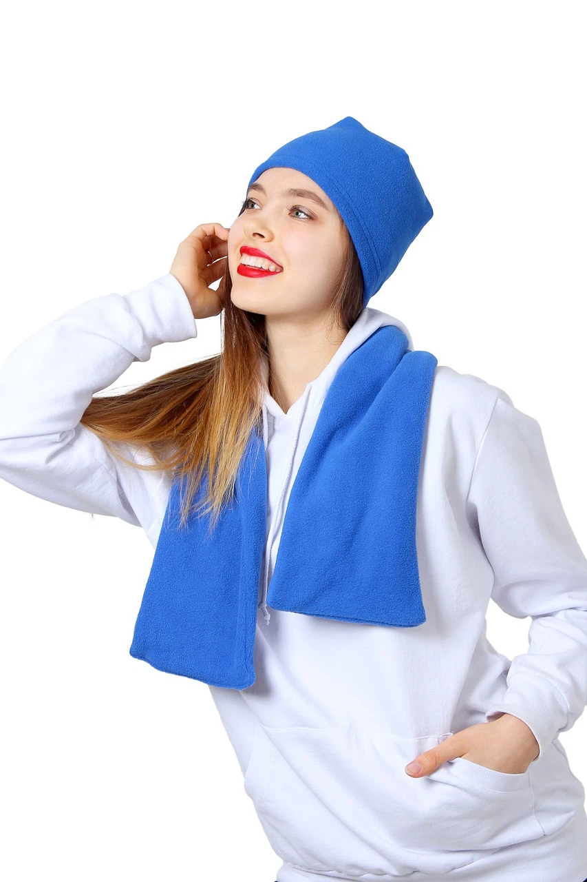 Шапка Вайт флисовая однослойная взрослая, однотонная синяя#3