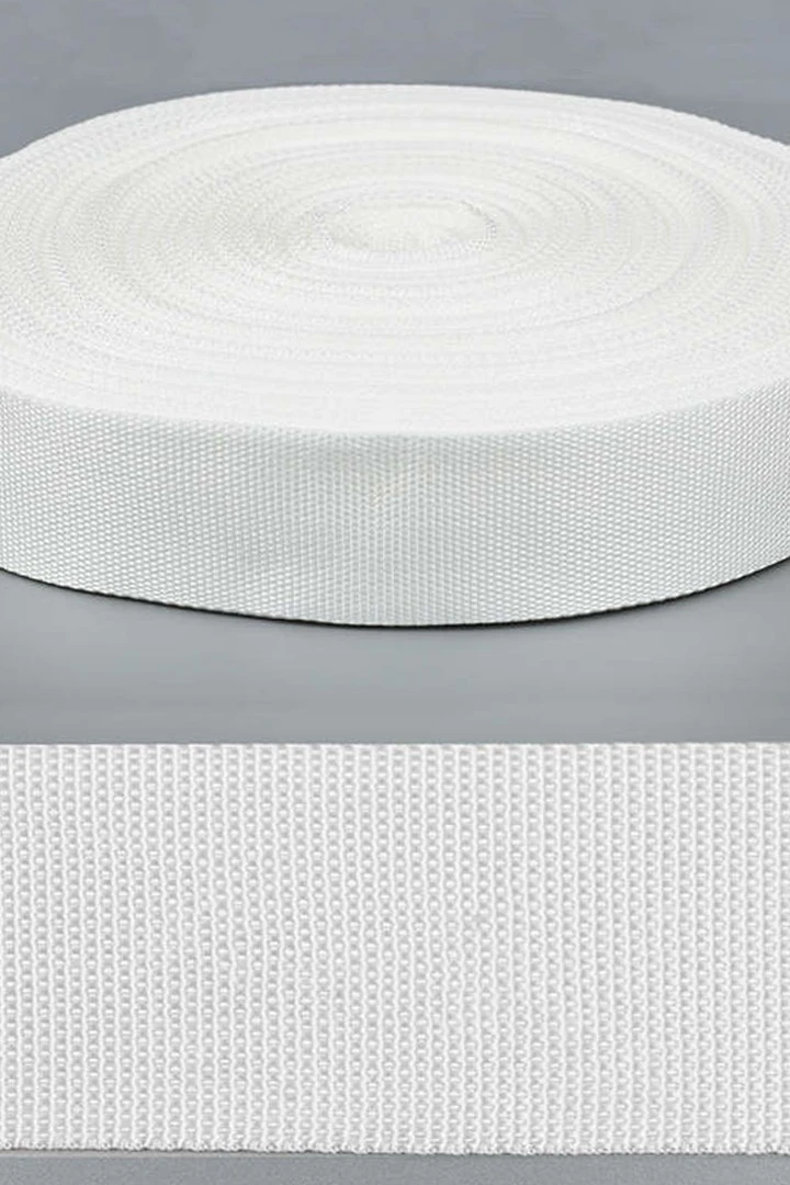 Лента ременная ширина 3 см, oднотонная белая#4