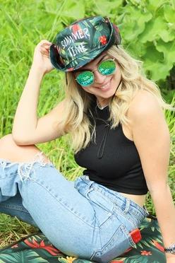 Панама Техас с полями на кнопках, с полной запечаткой "Summer time"#1