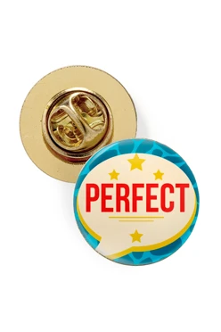 Значок заливной Круг диаметр 15 мм, с принтом "Perfect"#1