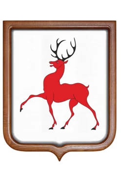 Купить Герб Нижнего Новгорода 53х61 см печатный светлая рамка (малая форма)