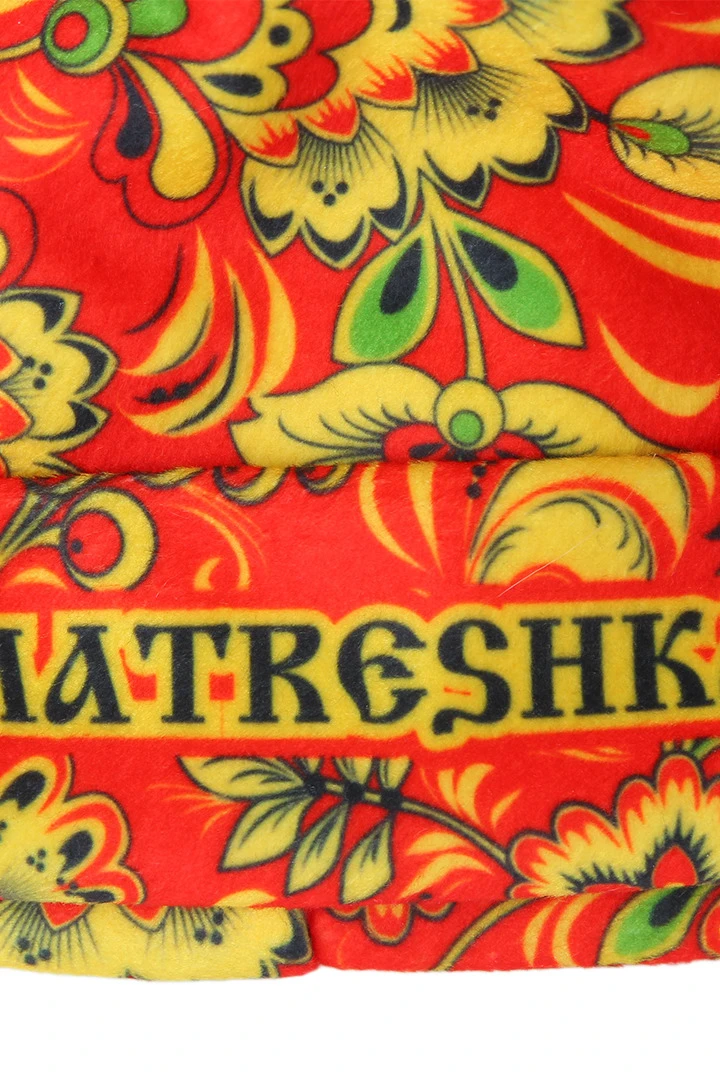 Шапка Лофт флисовая двухслойная взрослая, с полной запечаткой "MATRESHKA"#1