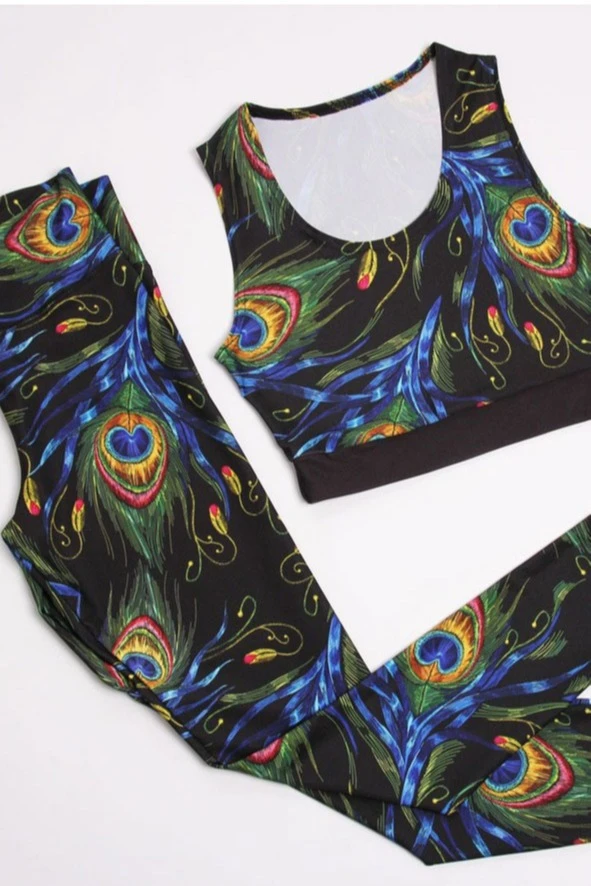 Комплект женский с принтом "Peacocks"#1