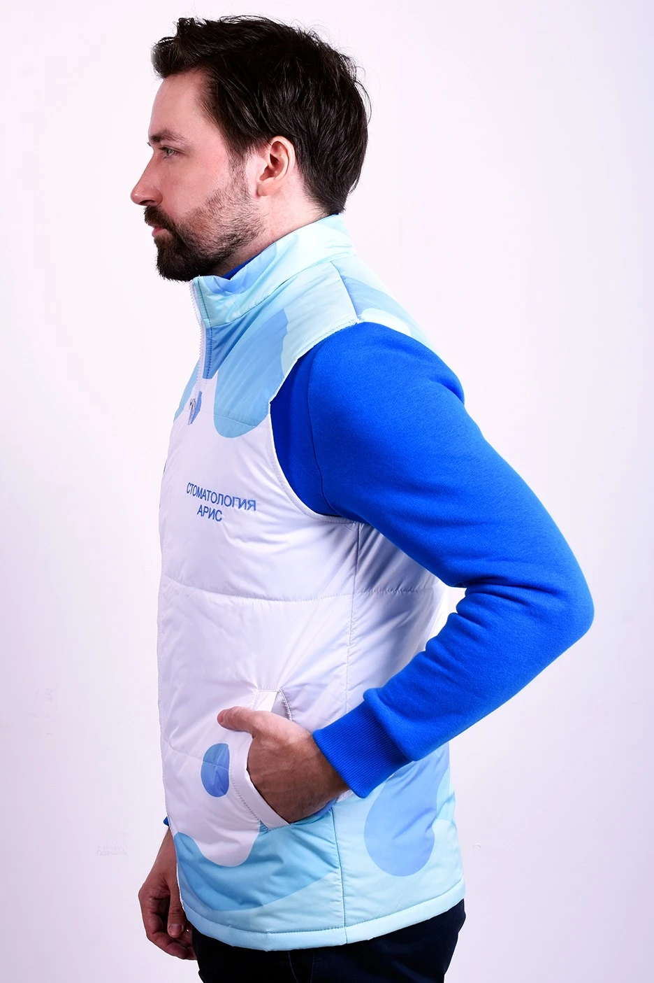 Жилет Портер на синтепоне со стежкой унисекс, с полной запечаткой "Aris"#1