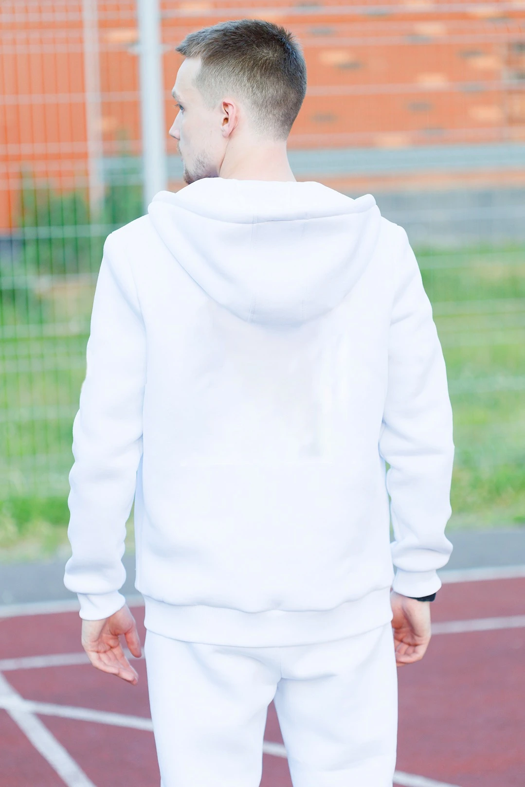 Спортивный костюм Комфорт из футера унисекс, однотонный белый#3