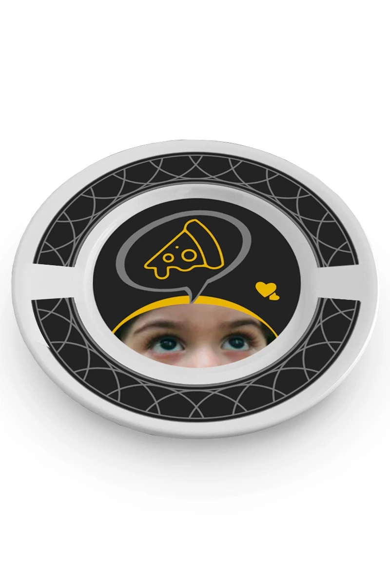 Купить тарелку с принтом на ободе "Maybe pizza?"