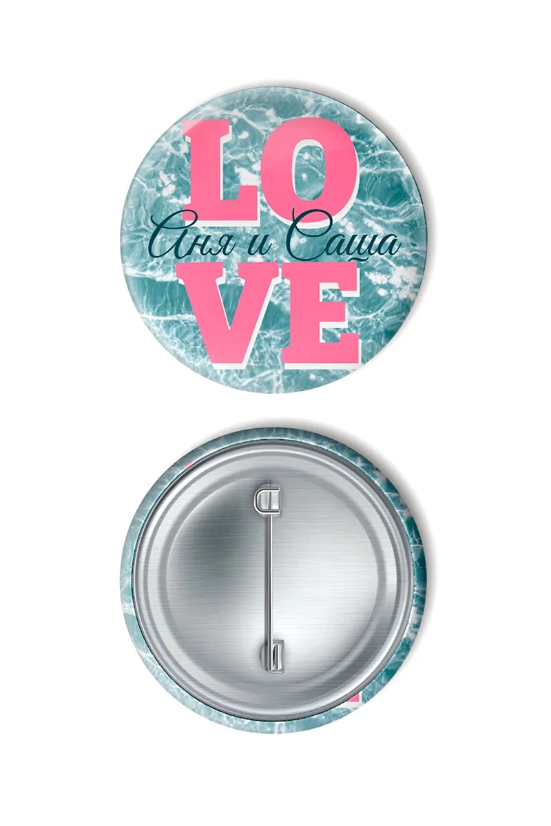 Значок закатной диаметр 37 мм, с принтом "Love"#1