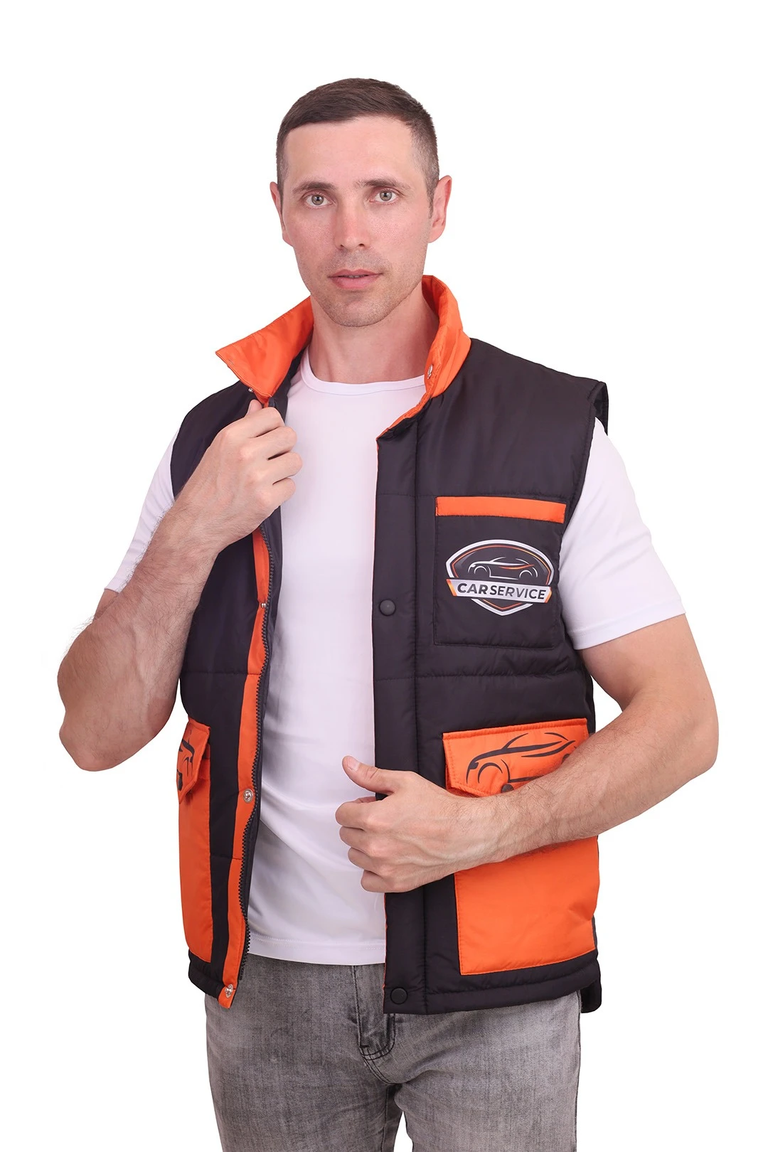 Жилет Хайк на синтепоне унисекс, с полной запечаткой "Car Service"#2