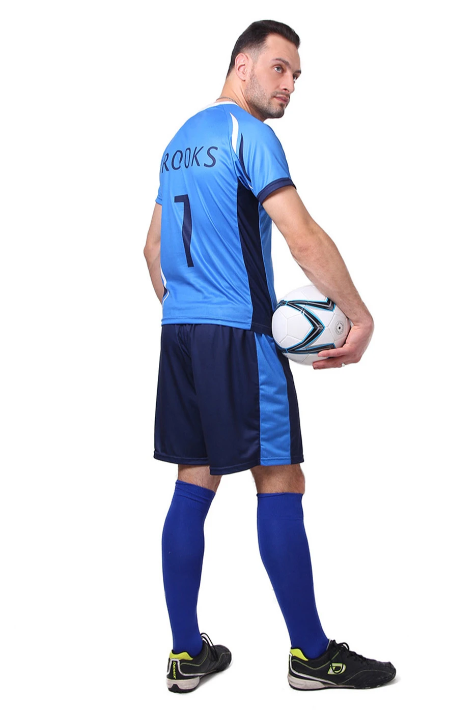 Гетры футбольные взрослые, однотонные синие#2