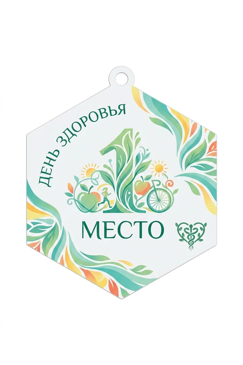 Купить медаль из акрила АК7033 Многоугольник 70 мм с печатью "Health Day" Купить медаль из акрила АК7033 Многоугольник 70 мм с печатью "Health Day"