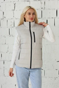Купить жилет Эмбер на синтепоне со стежкой унисекс, однотонный молочный
