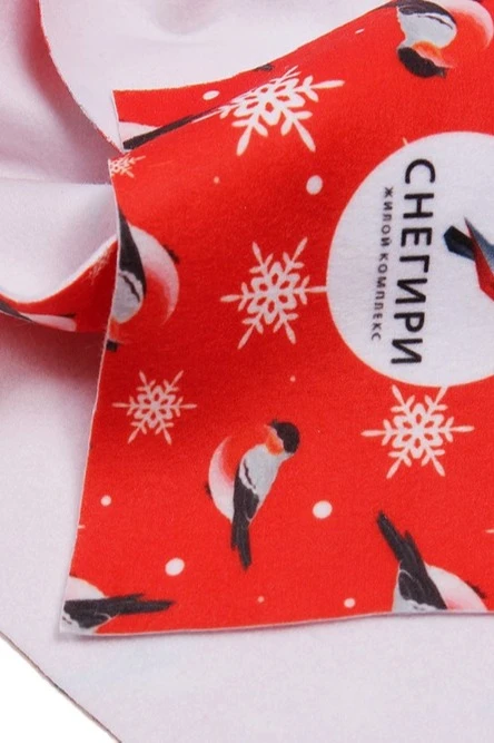 Купить шарф 15х120 см (однослойный) "Снегири"