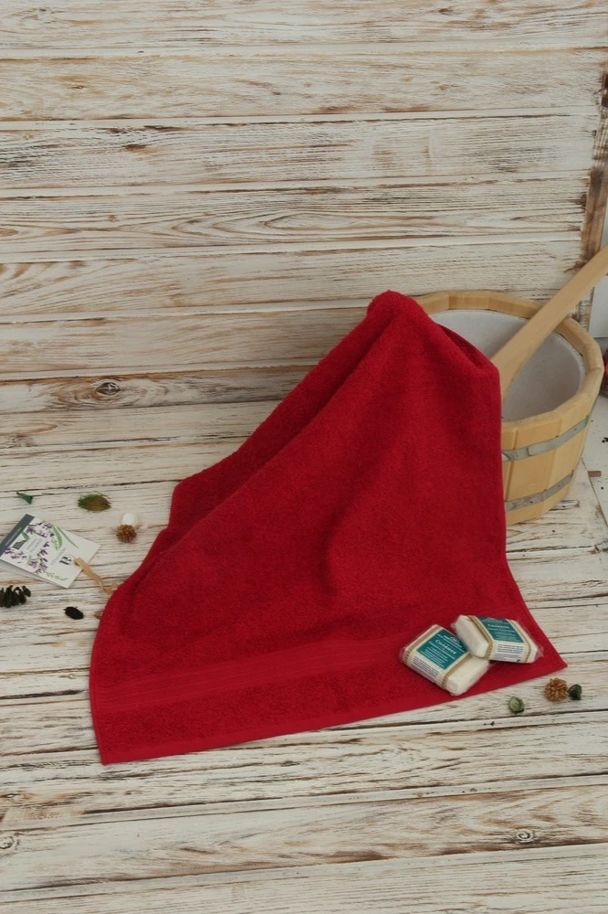 Полотенце махровое 50х90 см (Ituma), однотонное бордовое#2