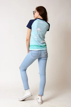 Футболка Спэйс V-ворот женская с полной запечаткой (полиэстер)#1