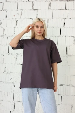 Купить футболку Мерфи оверсайз унисекс однотонную фиолетовую (хлопок)