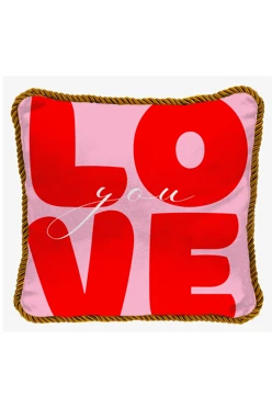 Купить подушку с кантом 40х40 см, с принтом "Love"