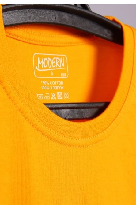 Футболка Премиум унисекс (Modern), однотонная жёлтая (хлопок)#3