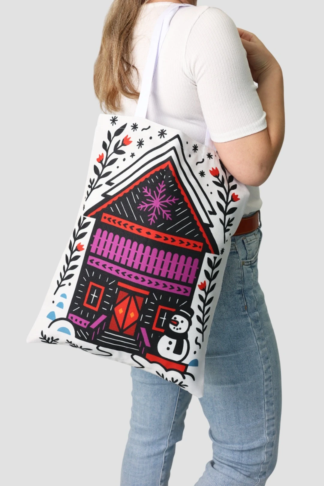 Сумка Лайт из габардина 35х45 см, с принтом "House"#1