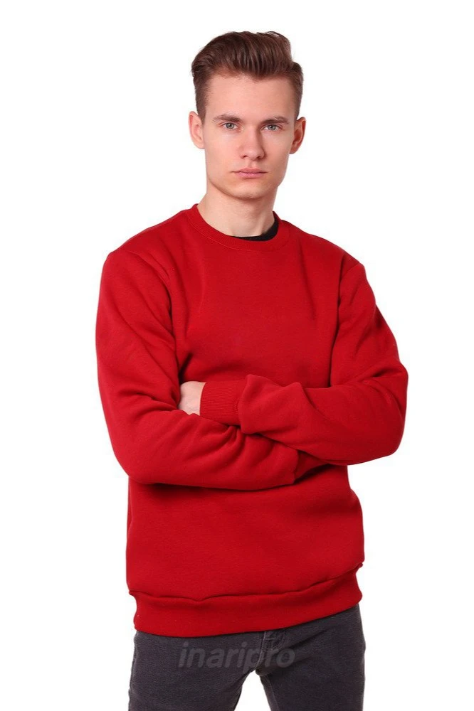 Свитшот Тревис из футера унисекс, однотонная красная#1