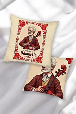 Купить подушку 40х40 см, с принтом "Come to Udmurtia for a vacation"