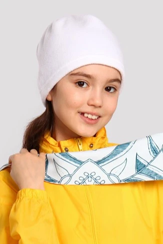 Купить шапку флисовую детскую белую (однослойную)