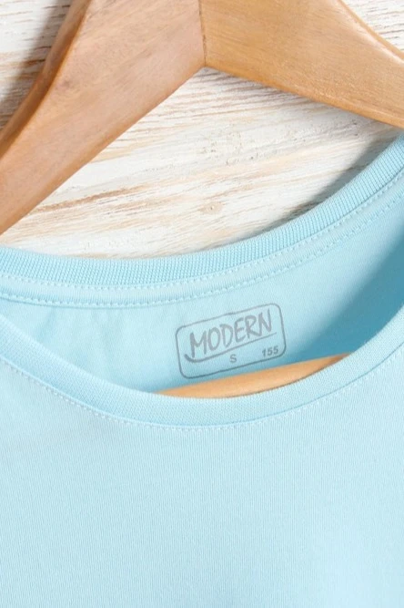 Футболка Премиум женская (Modern) однотонная светло-голубая (хлопок)#4 Футболка Премиум женская (Modern) однотонная светло-голубая (хлопок)#4