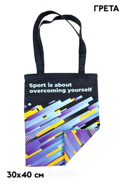 Сумка Комби из греты вертикальная 30х40 см, с печатью