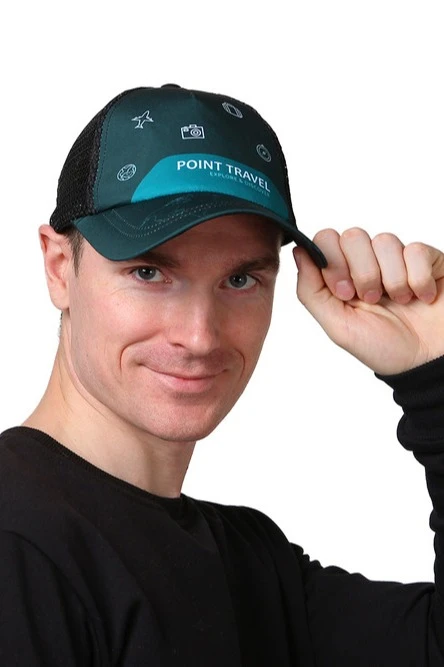 Бейсболка Вестерн облегченная с печатью на всей поверхности (полиэстер) "Point Travel"#1 Бейсболка Вестерн облегченная с печатью на всей поверхности (полиэстер) "Point Travel"#1