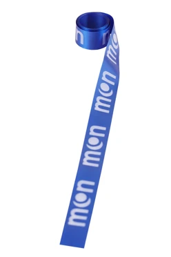 Купить ленту сатин ширина 2 см синюю, печать белым с одной стороны