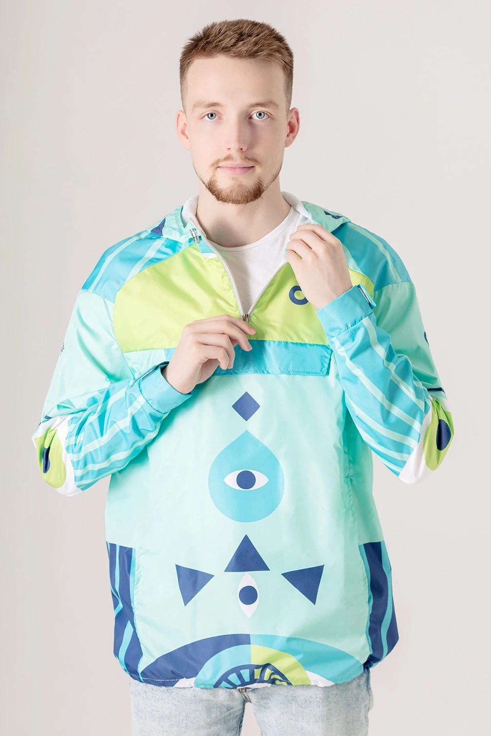 Купить анорак Рэйбел с капюшоном унисекс, с полной запечаткой "Oko"