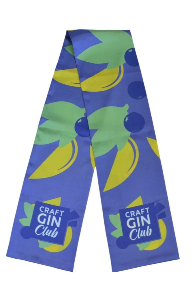 Шарф двухслойный легкий 20х120 см, с полной запечаткой "Craft GIN Club"#8