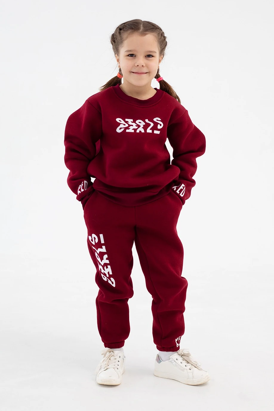 Свитшот Тревис из футера детский, однотонный бордовый Свитшот Тревис из футера детский, однотонный бордовый