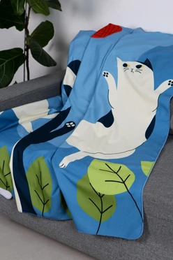 Плед Молли из футера 145х170 см, с принтом "Cats in nature"#1