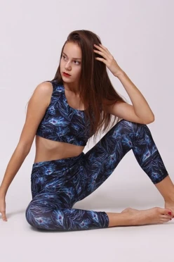 Легинсы женские с широким поясом с принтом "Peacock feathers"