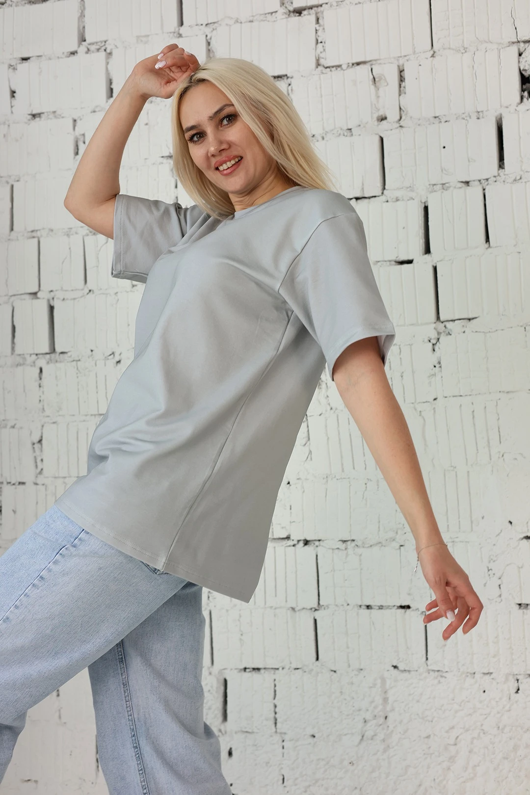 Футболка Мерфи оверсайз унисекс, однотонная серая (хлопок)#2