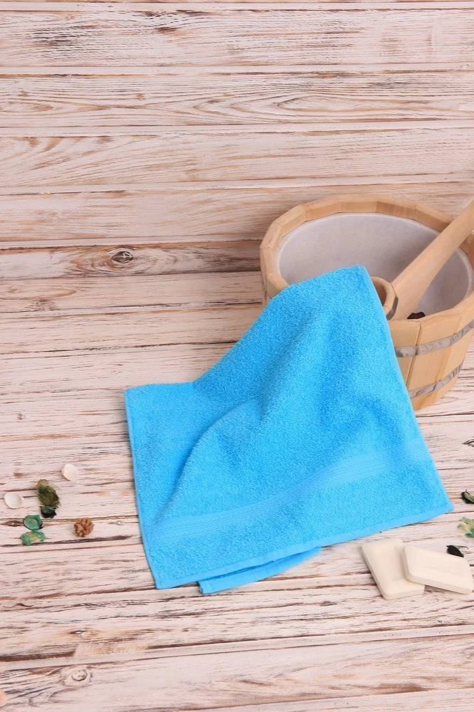Полотенце махровое 40х70 см (Ituma), однотонное светло-голубое#2