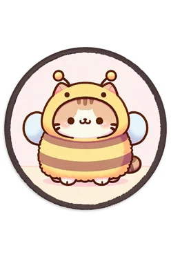 Купить Шеврон Круг печатный из габардина 10х10 см "Bee cat"