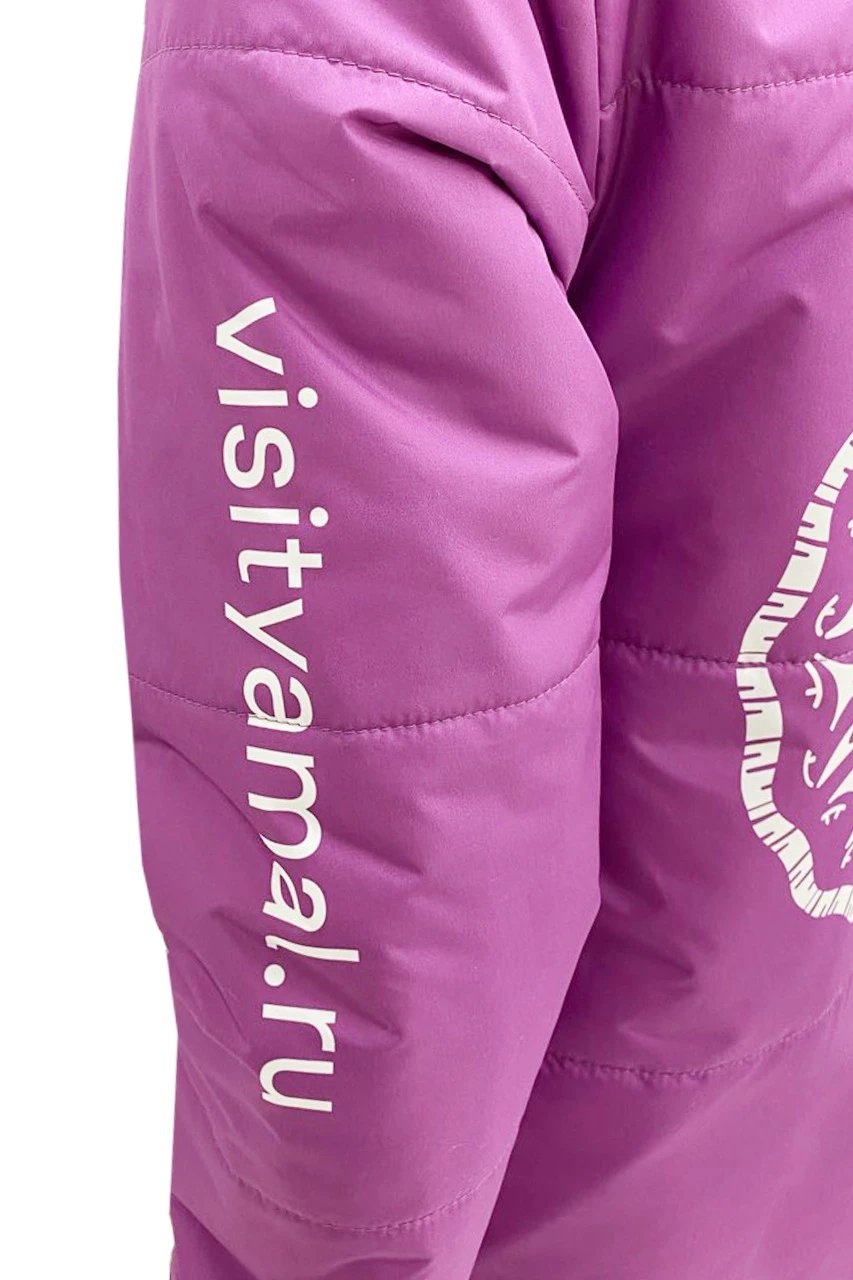 Куртка Винтер с капюшоном на синтепоне унисекс, с полной запечаткой "Harmony of the Arctic"#5