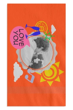 Купить полотенце махровое 40х70 cм с печатью (Color) "Love you"