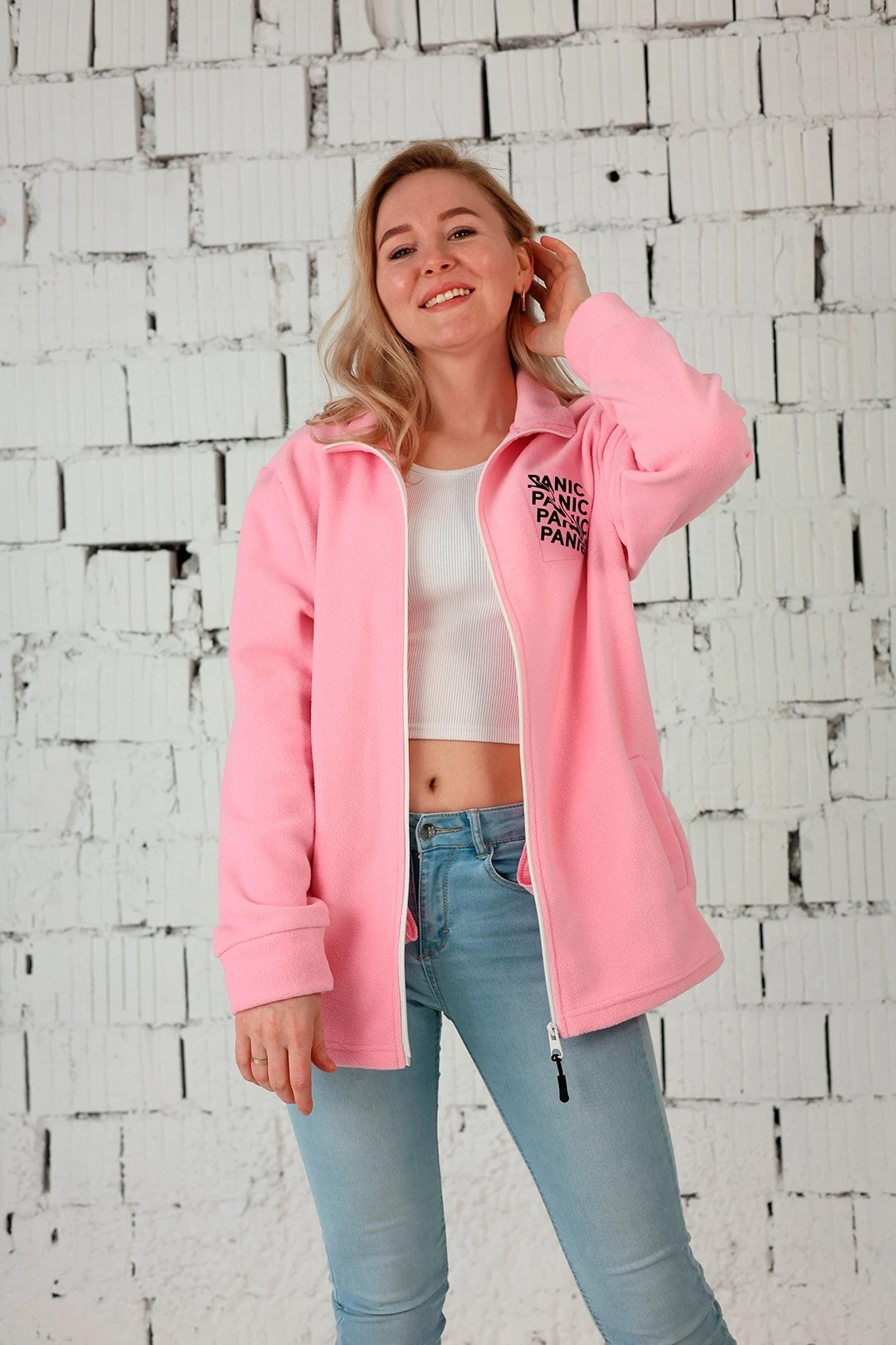 Купить толстовку Харисон флисовая без капюшона женская, однотонная "Panic" Купить толстовку Харисон флисовая без капюшона женская, однотонная "Panic"