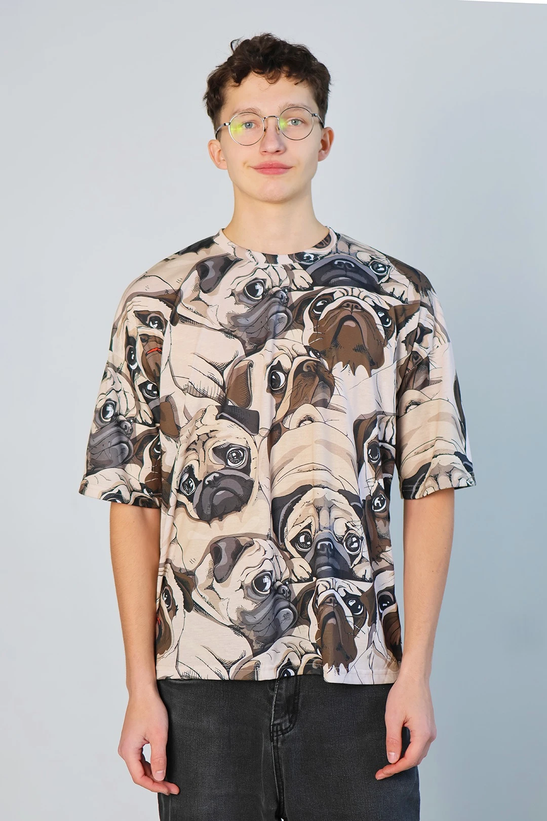 Футболка Макс оверсайз унисекс из кулирки с полной запечаткой "Dog"#1