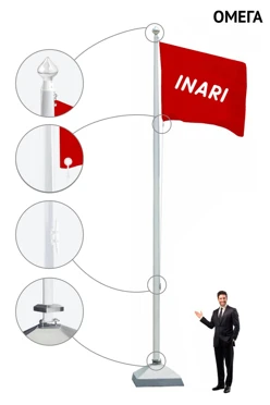 Купить флагшток из стекловолокна с открытым механизмом 9 м