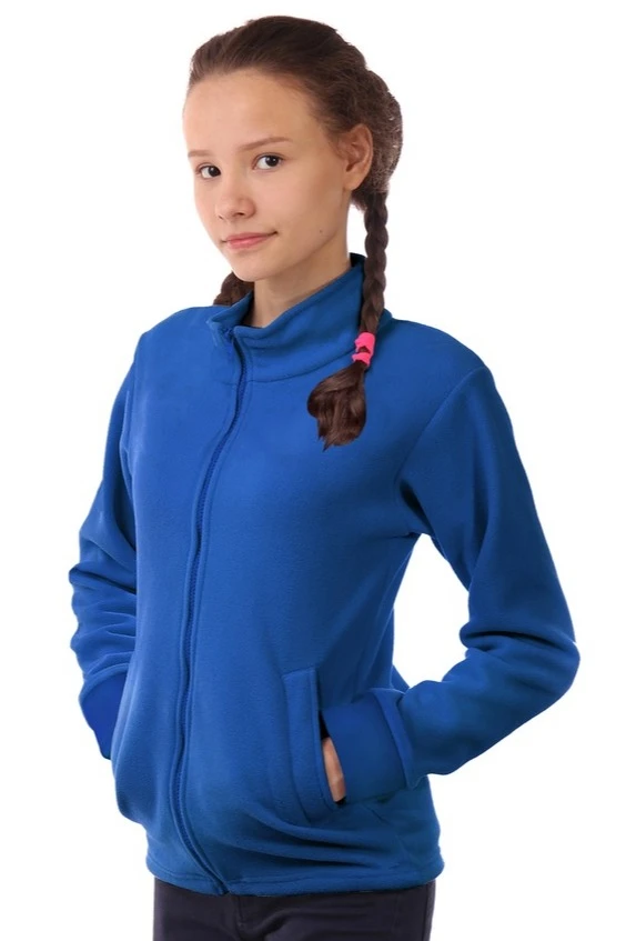 Толстовка Харисон флисовая без капюшона детская, однотонная синяя#1