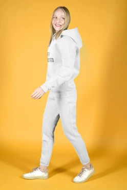 Купить спортивный костюм Лофт из футера унисекс, однотонный белый