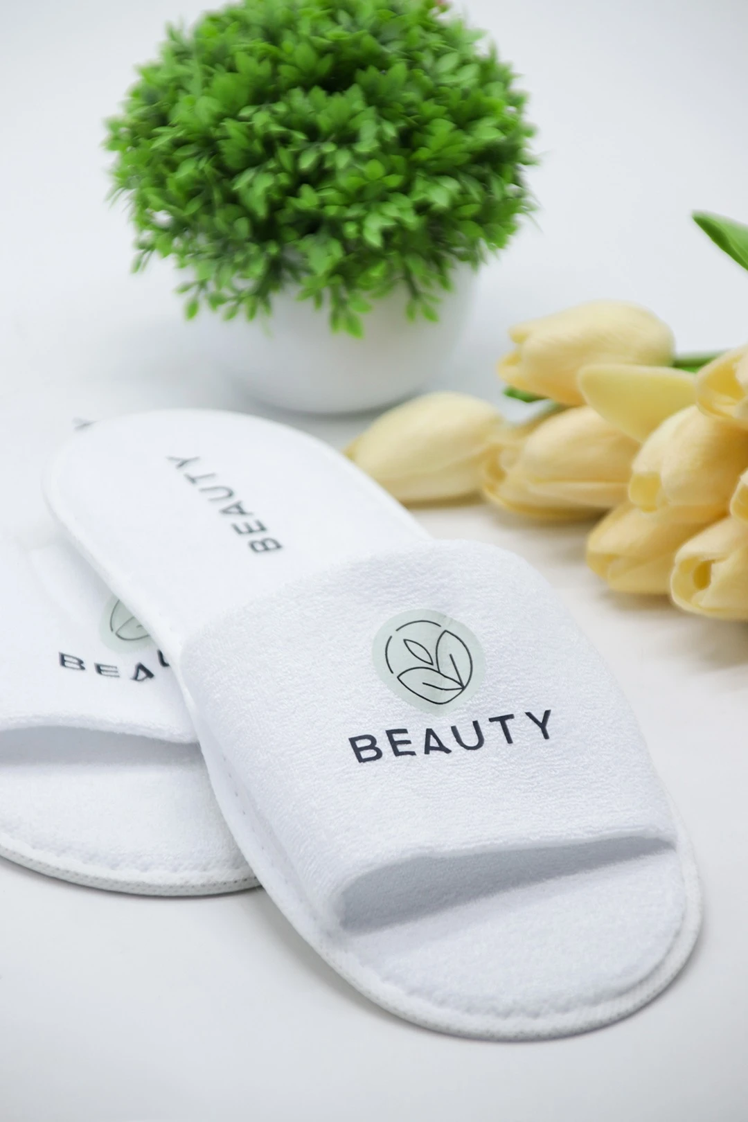 Тапочки махровые открытый носок, с печатью#2