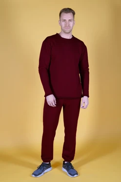 Купить спортивный костюм Стинг из футера унисекс, однотонный бордовый