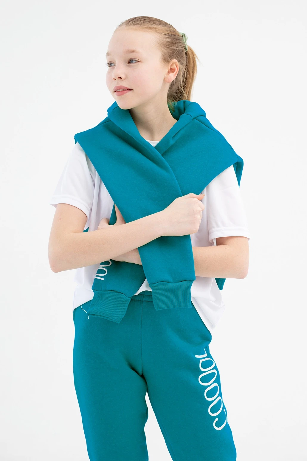 Спортивный костюм Кидс из футера детский, однотонный голубой