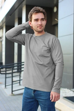 Купить лонгслив Фрэнсис унисекс однотонный (хлопок) серый