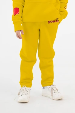 Купить брюки Хит из футера с начесом детские, однотонные желтые